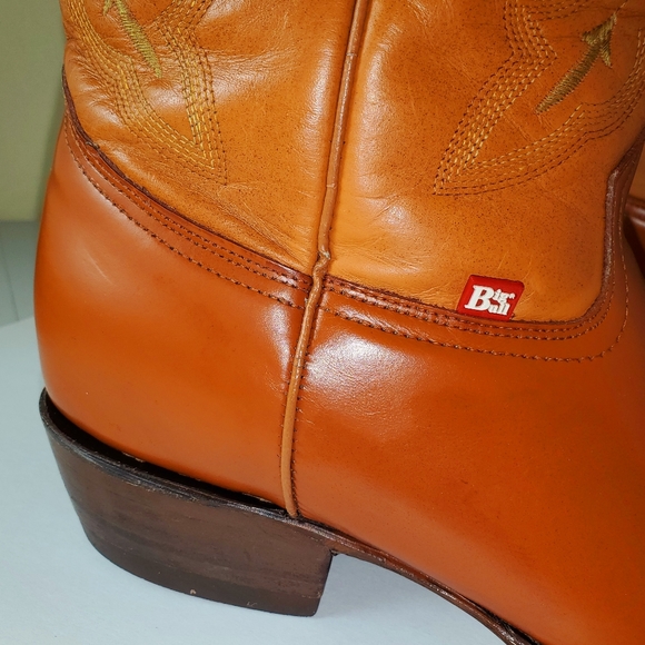 Big Bull Western Cowboy Boots Men's Reddish Brown and Tan Size 9 D Vintage - Picture 15 of 16